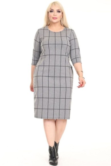 Klasikinė languota suknelė su kišenėmis