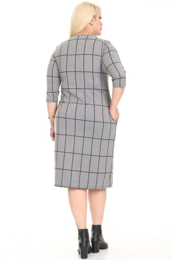 Klasikinė languota suknelė su kišenėmis