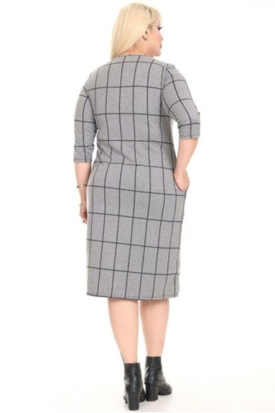 Klasikinė languota suknelė su kišenėmis