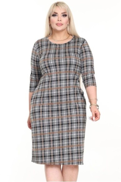 Klasikinė languota suknelė su kišenėmis