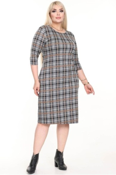 Klasikinė languota suknelė su kišenėmis