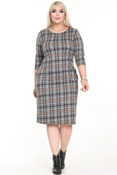 Klasikinė languota suknelė su kišenėmis