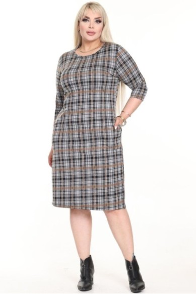 Klasikinė languota suknelė su kišenėmis