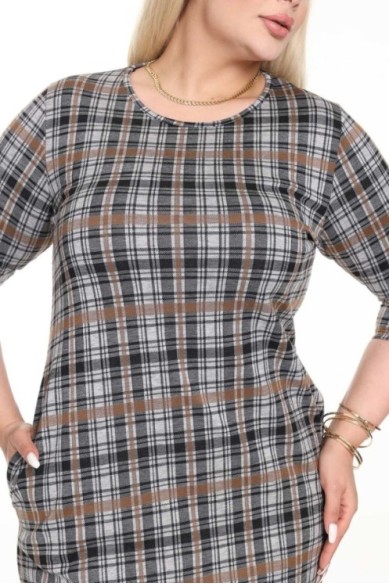 Klasikinė languota suknelė su kišenėmis