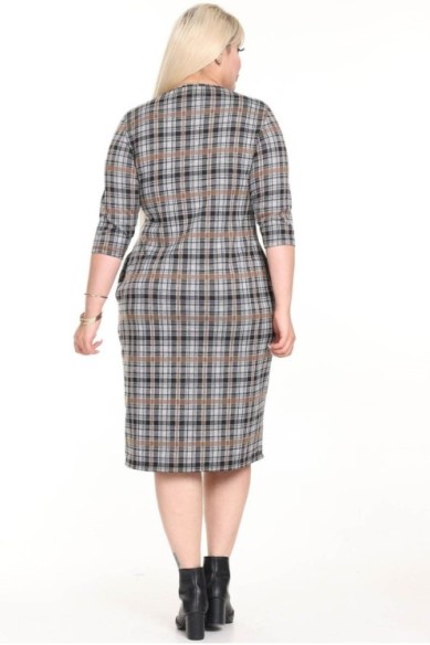 Klasikinė languota suknelė su kišenėmis