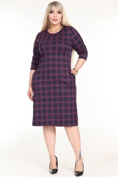 Klasikinė languota suknelė su kišenėmis