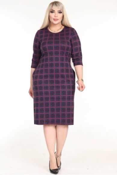 Klasikinė languota suknelė su kišenėmis