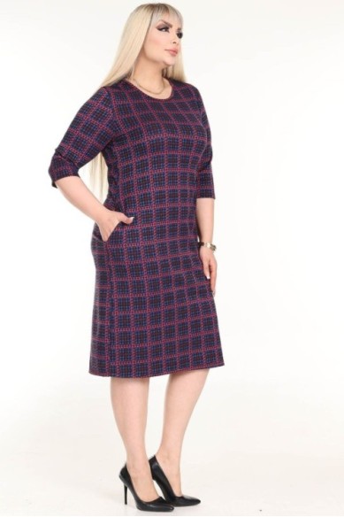 Klasikinė languota suknelė su kišenėmis