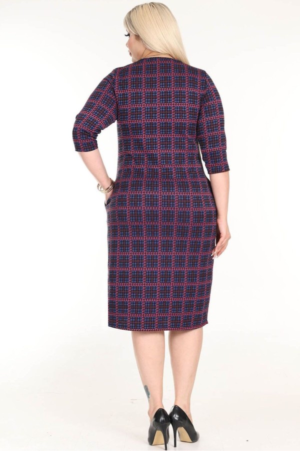 Klasikinė languota suknelė su kišenėmis