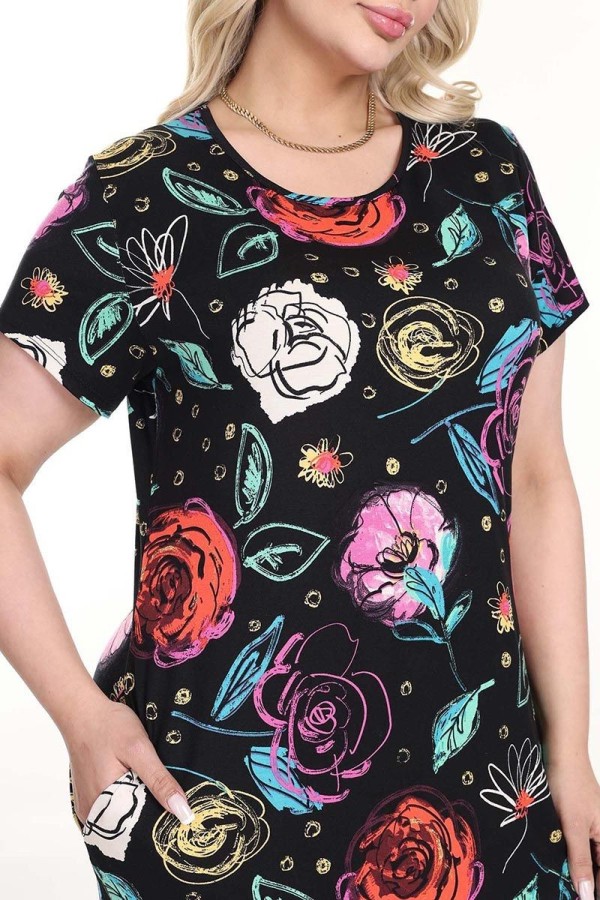 Raštuota suknelė trumpomis rankovėmis