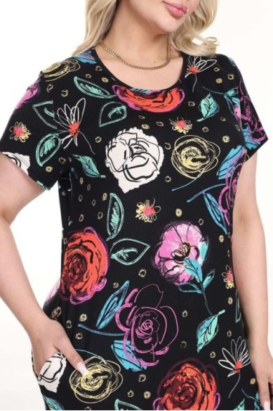 Raštuota suknelė trumpomis rankovėmis