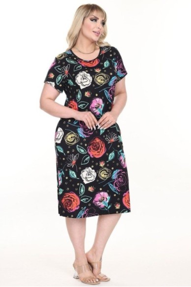 Raštuota suknelė trumpomis rankovėmis