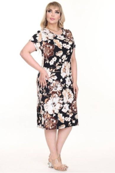 Gėlėta vasarinė suknelė trumpomis rankovėmis