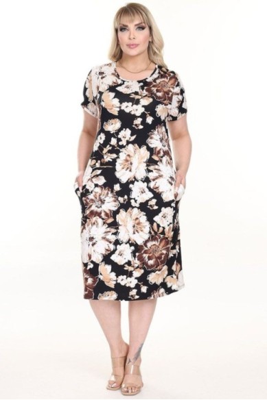 Gėlėta vasarinė suknelė trumpomis rankovėmis