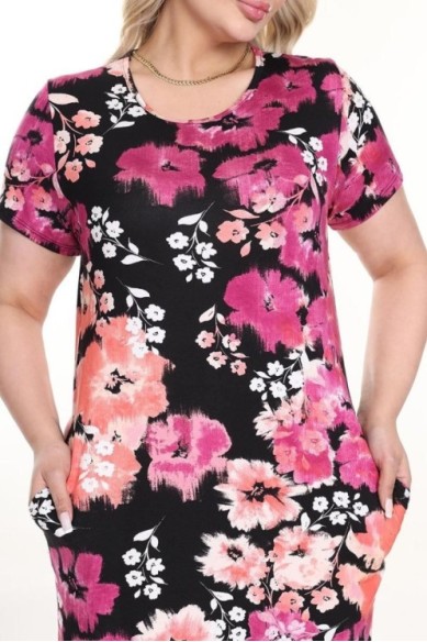 Gėlėta vasarinė suknelė trumpomis rankovėmis