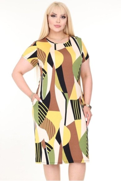 Vasarinė suknelė trumpomis rankovėmis