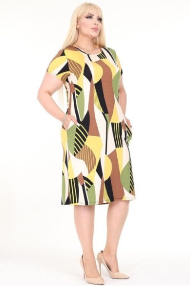 Vasarinė suknelė trumpomis rankovėmis