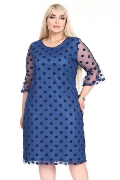 Mėlyna suknelė su rutuliukais