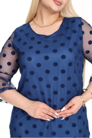 Mėlyna suknelė su rutuliukais