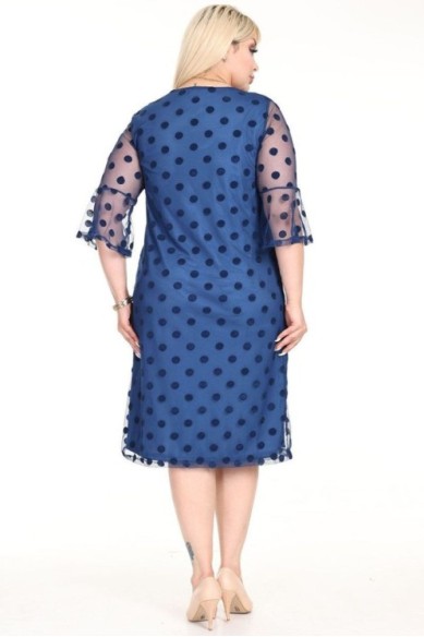 Mėlyna suknelė su rutuliukais