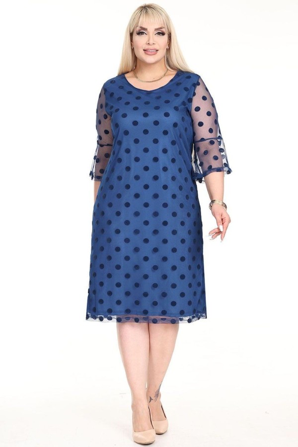 Mėlyna suknelė su rutuliukais