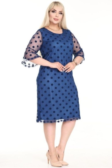 Mėlyna suknelė su rutuliukais