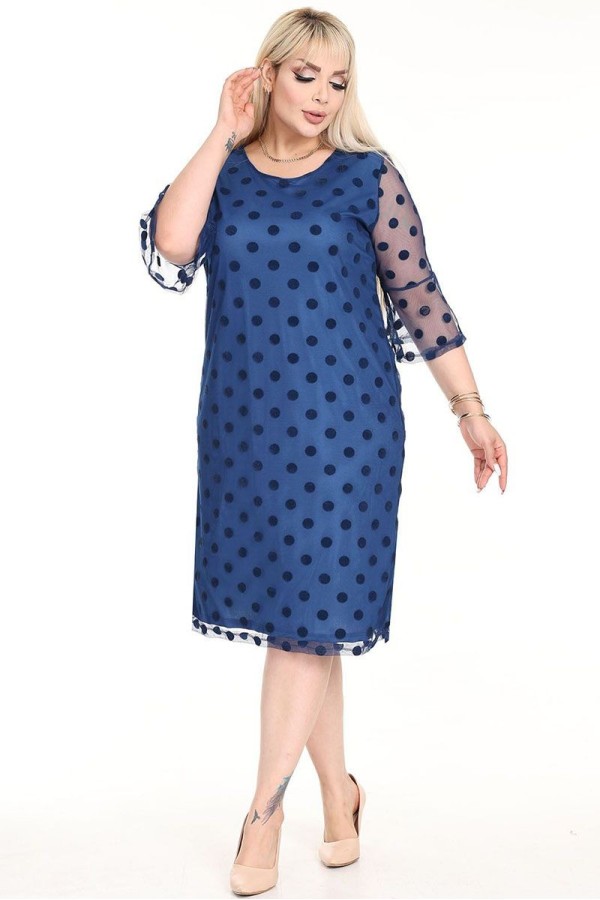 Mėlyna suknelė su rutuliukais