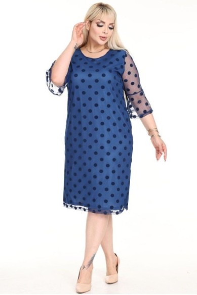 Mėlyna suknelė su rutuliukais