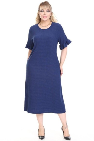 Mėlyna suknelė trumpomis rankovėmis
