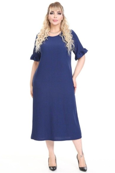 Mėlyna suknelė trumpomis rankovėmis