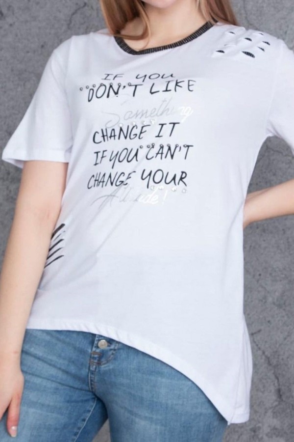 Balti marškinėliai su užrašais