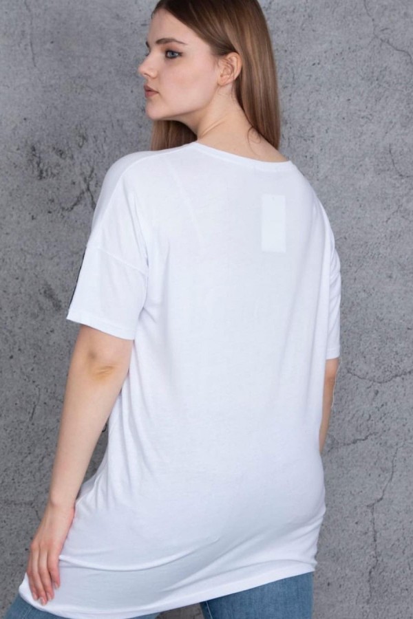 Balti moteriški marškinėliai trumpomis rankovėmis