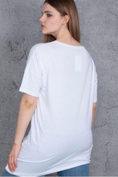 Balti moteriški marškinėliai trumpomis rankovėmis