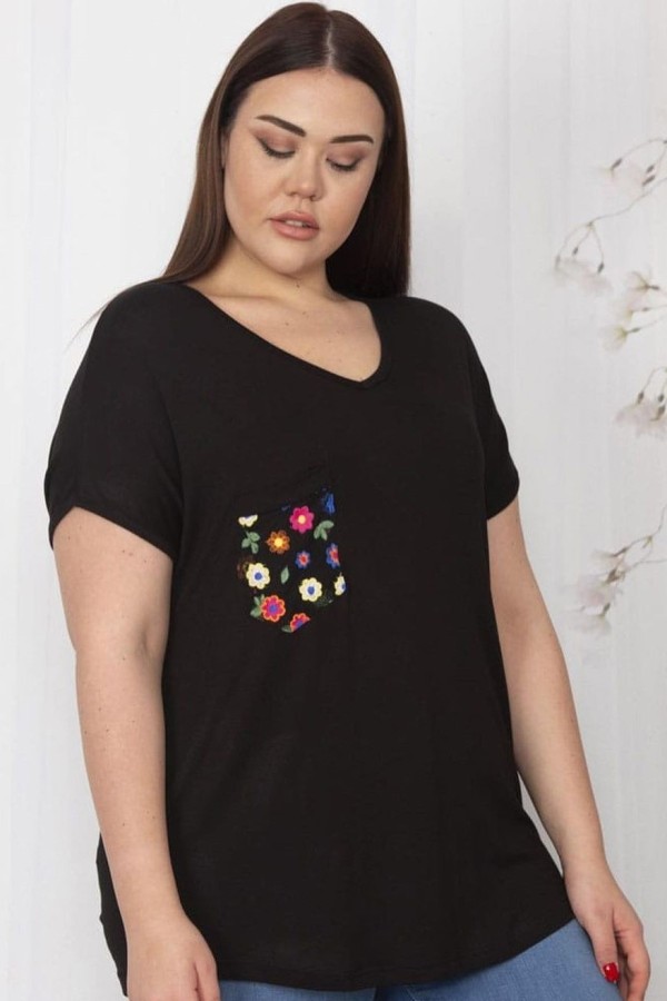 Juodi viskozės marškinėliai moterims