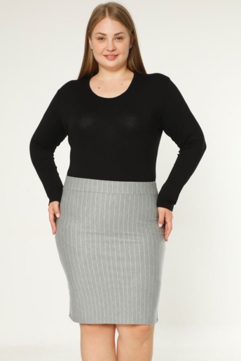 Pilkas dryžuotas sijonas