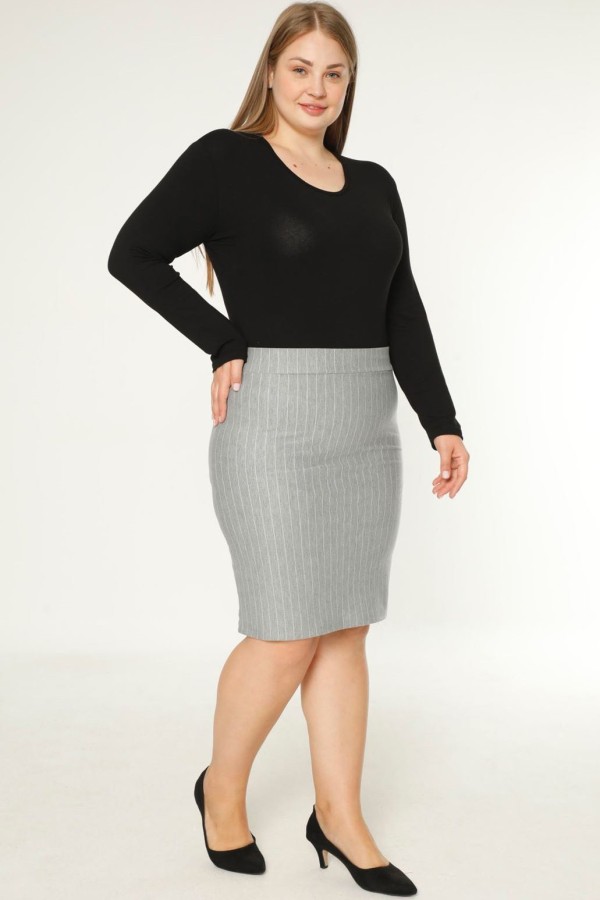 Pilkas dryžuotas sijonas