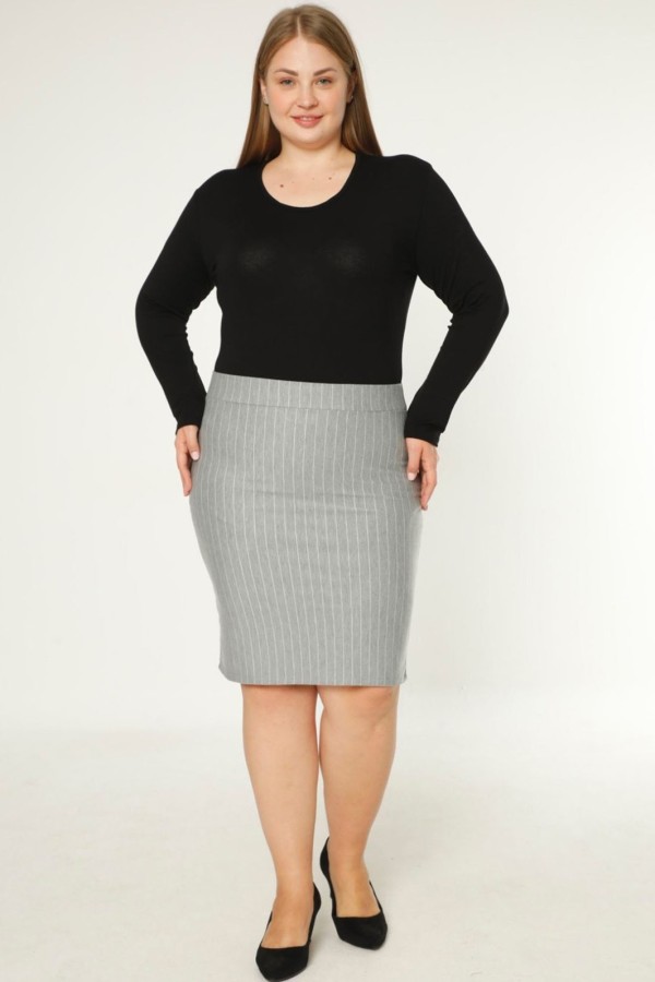 Pilkas dryžuotas sijonas