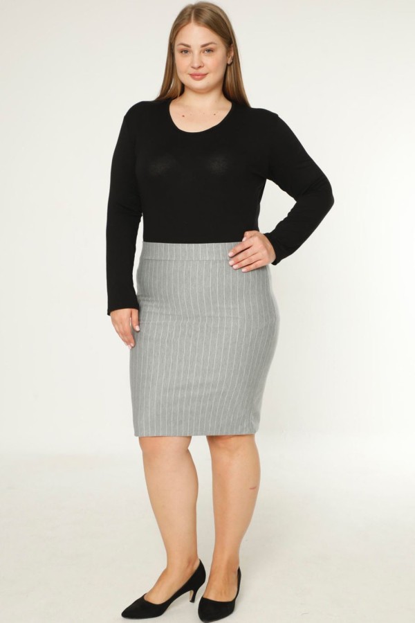 Pilkas dryžuotas sijonas