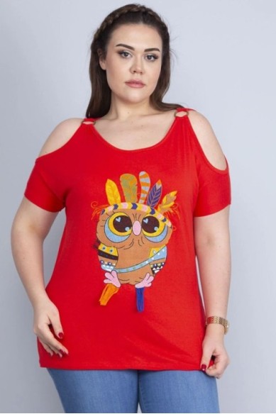 Raudona palaidinė su aplikacija