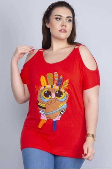 Raudona palaidinė su aplikacija