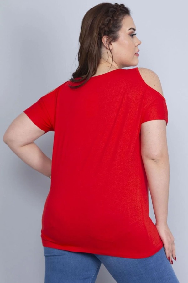 Raudona palaidinė su aplikacija