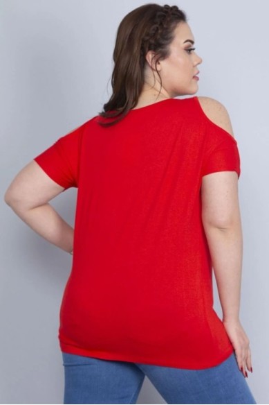 Raudona palaidinė su aplikacija