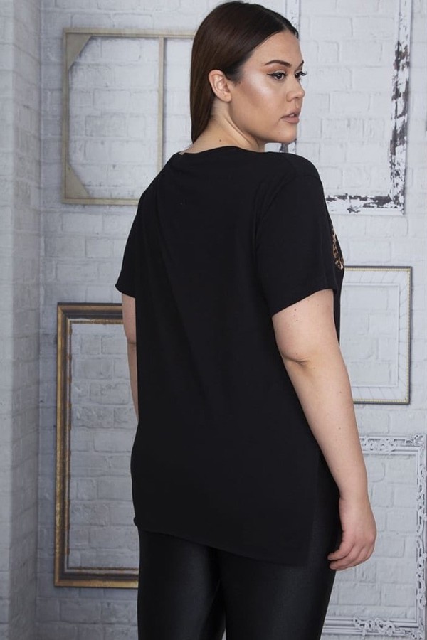 Juodi marškinėliai su prisegamu diržu-pinigine