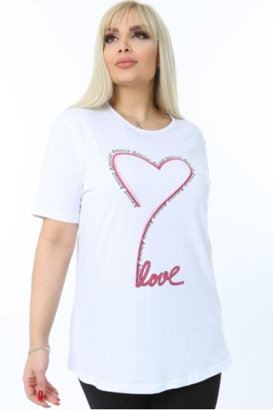 Baltos spalvos marškinėliai trumpomis rankovėmis