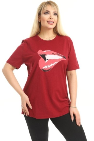 Raudoni marškinėliai trumpomis rankovėmis