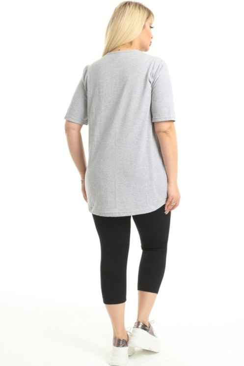 Pilki moteriški marškinėliai su aplikacija 2