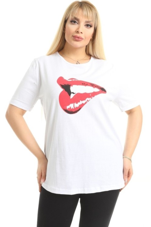 Balti moterų marškinėliai iš medvilnės