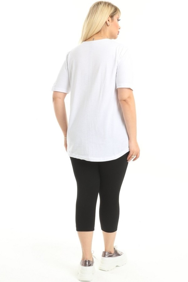 Balti moterų marškinėliai iš medvilnės