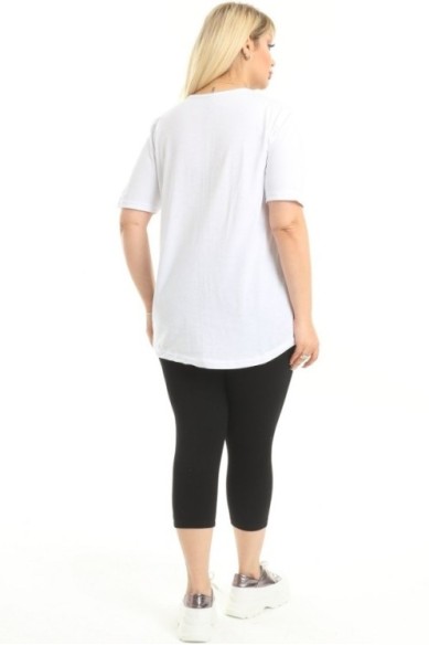 Balti moterų marškinėliai iš medvilnės