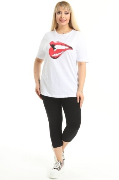 Balti moterų marškinėliai iš medvilnės